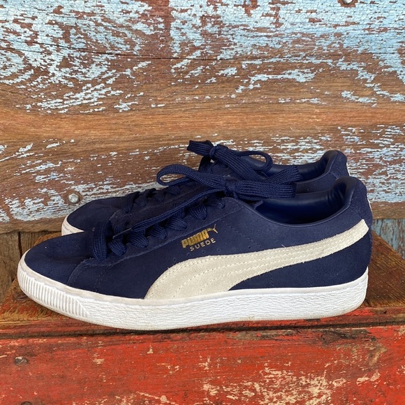 Puma Navy Suede Tennis Shoe - Picture 5 of 10